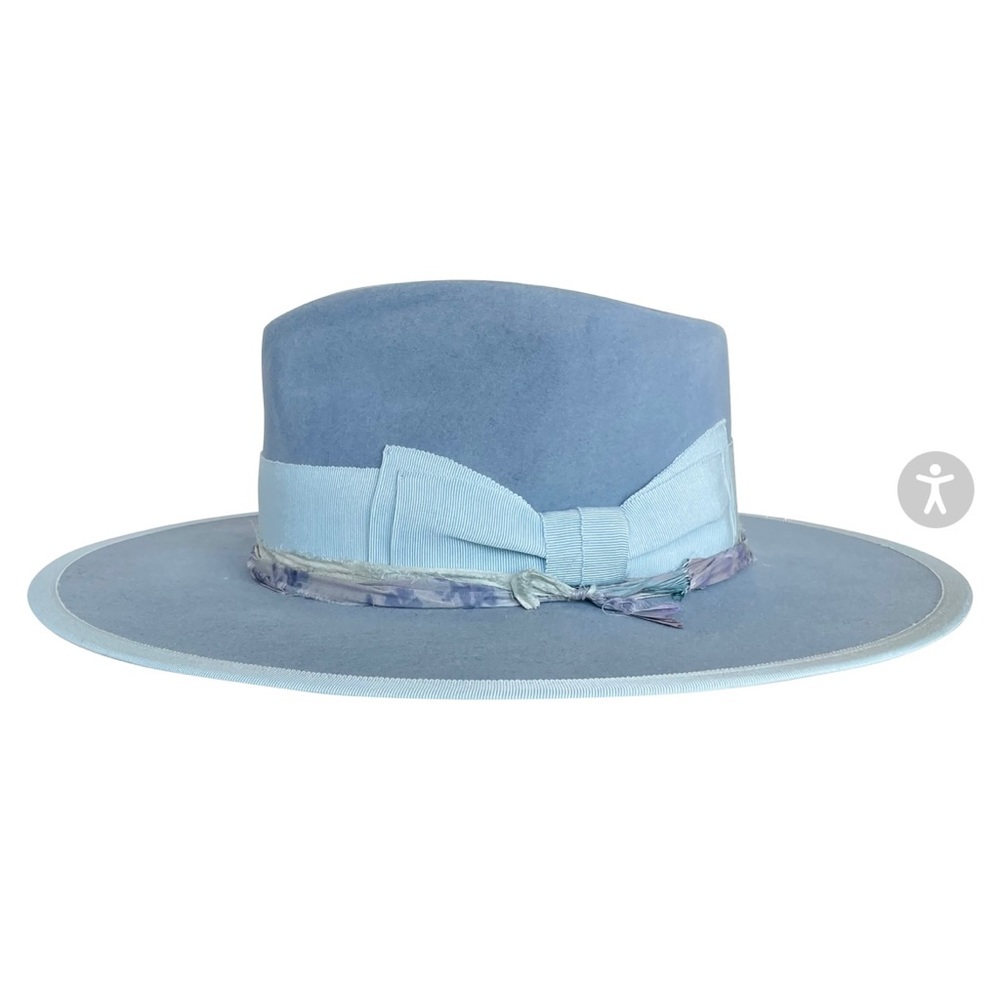 Teressa Foglia New Coastal Sea Felt Hat blue flat 100x Nick Fouquet 58 7 1/4 - Picture 10 of 12
